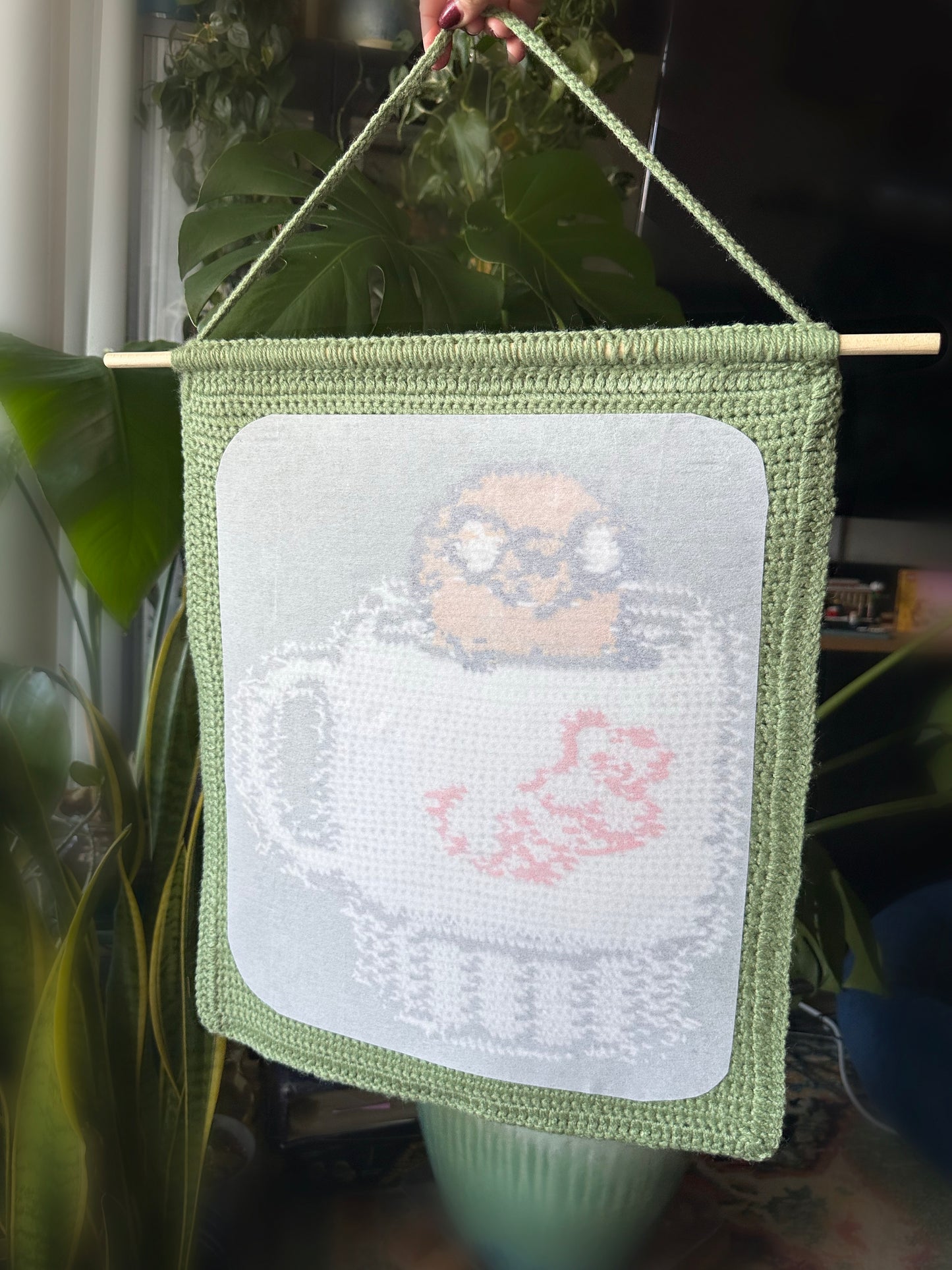 Jake in his cup- MADE TO ORDER - Crochet Tapestry